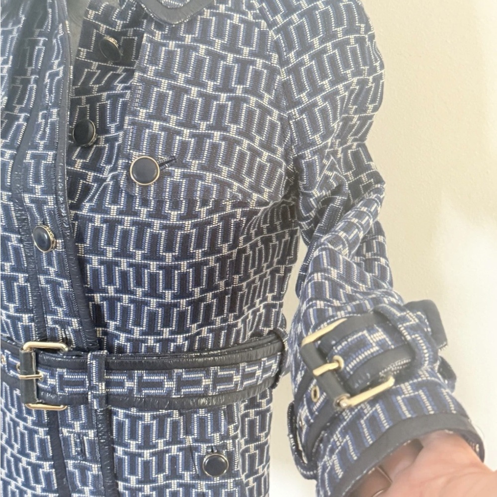 Tory Burch Navy Patterned Trench Coat NWT - Picture 4 of 12
